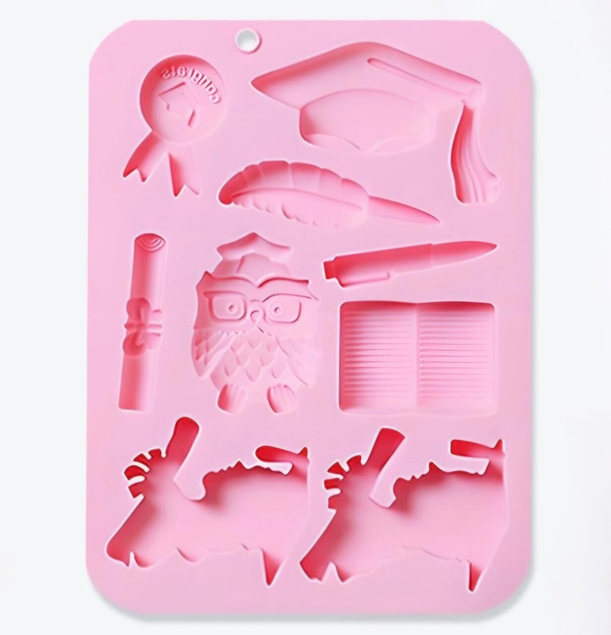 Graduation Silicone Chocolate Mold | Cap, Diploma, Owl & Books Candy Mold | 9 Cavity